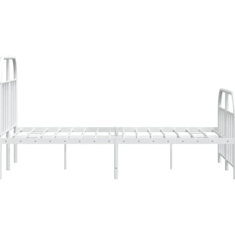 vidaXL - Bed frame met hoofd- en voeteneinde - Wit - Metaal - 120x200 cm