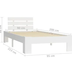 vidaXL - Bed frame met hoofdbord - Wit - Massief grenenhout - 90x200 cm