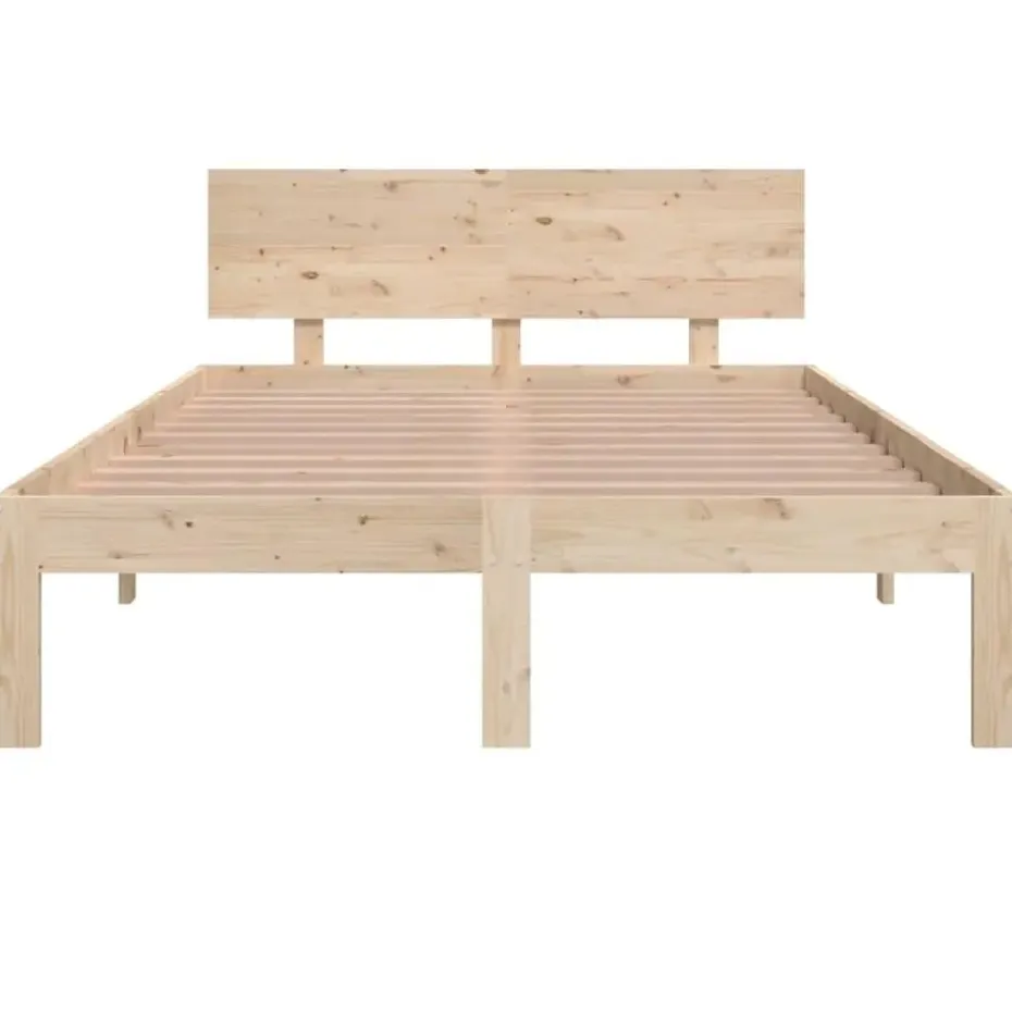 vidaXL - Bed frame met hoofbord - Naturel - Massief grenenhout - 120x190 cm