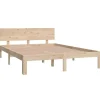 vidaXL - Bed frame met hoofdeinde - Naturel - Massief grenenhout - 140x200 cm