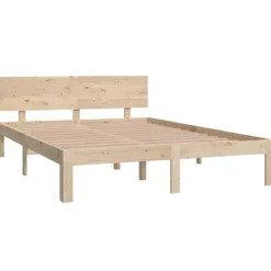 vidaXL - Bed frame met hoofdeinde - Naturel - Massief grenenhout - 140x200 cm