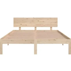 vidaXL - Bed frame met hoofdeinde - Naturel - Massief grenenhout - 140x200 cm