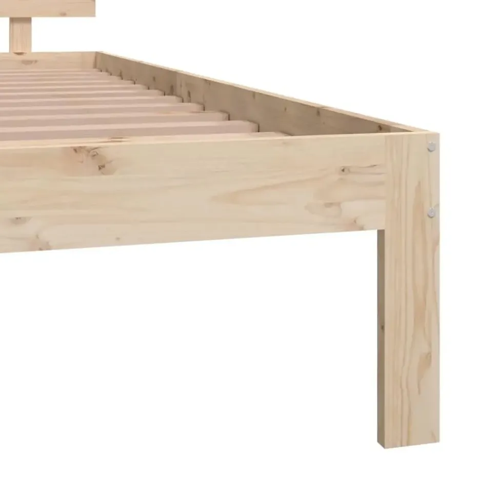 vidaXL - Bed frame met hoofdeinde - Naturel - Massief grenenhout - 140x200 cm