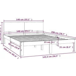 vidaXL - Bed frame met hoofdeinde - Naturel - Massief grenenhout - 140x200 cm