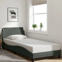 vidaXL - Bed frame met hoofdbord - Donkergrijs - Stof - 80x200 cm