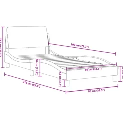 vidaXL - Bed frame met hoofdbord - Donkergrijs - Stof - 80x200 cm