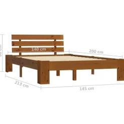 vidaXL - Bed frame met hoofdbord - Honingbruin - Grenenhout - 140x200 cm