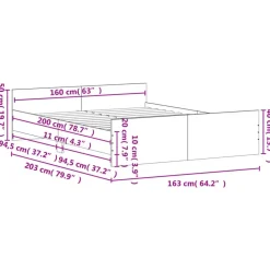 vidaXL - Bed frame met hoofd- en voeteneinde - Sonoma eikenkleur - 160x200 cm