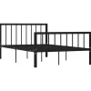 vidaXL - Bed frame met hoofdeinde en lattenbodem - Zwart - Metaal - 120x200 cm