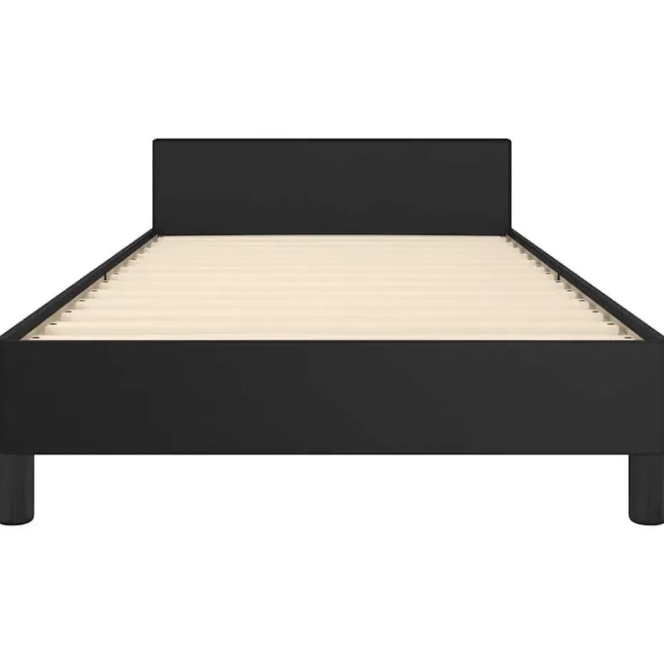 vidaXL - Bed frame met hoofdeinde zonder matras - zwart - Kunstleer - 90x200 cm