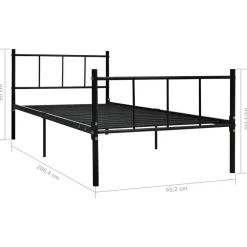 vidaXL - Bed frame met hoofdeinde zonder matras - Zwart - Metaal - 90x200 cm