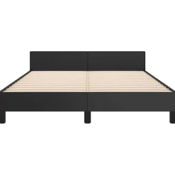 vidaXL - Bed frame met hoofdeinde - Zwart - Kunstleer - 140 x 200 cm