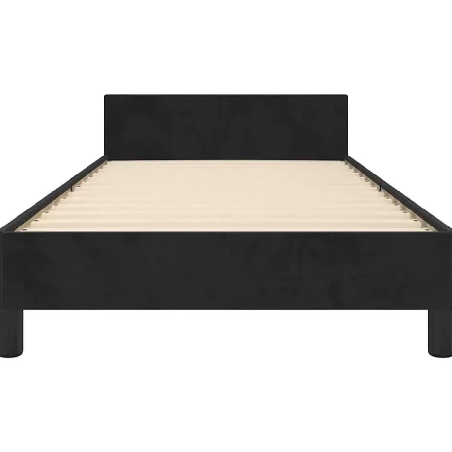 vidaXL - Bed frame met hoofdeinde zonder matras - Zwart - Fluweel - 80x200 cm