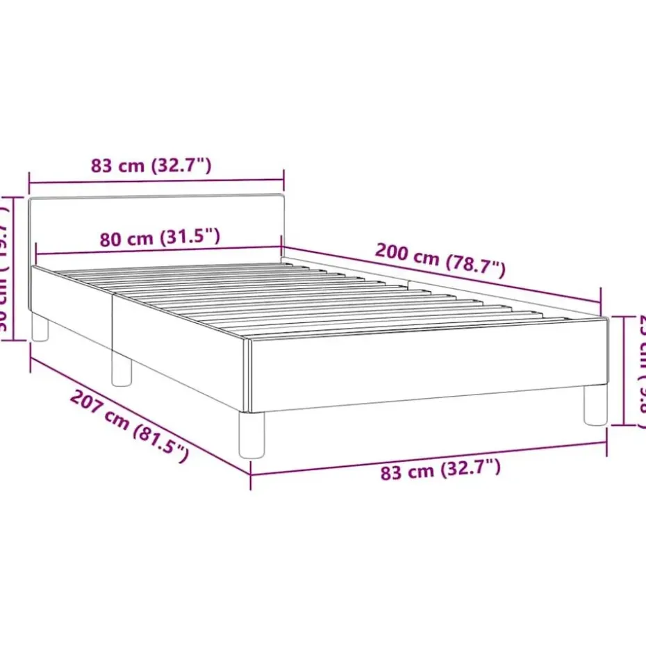 vidaXL - Bed frame met hoofdeinde zonder matras - Zwart - Fluweel - 80x200 cm