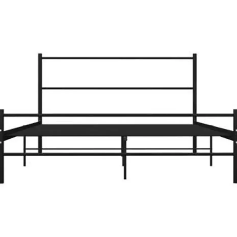 vidaXL - Bed frame met hoofdeinde - Zonder matras - Zwart - Metaal - 140x200 cm