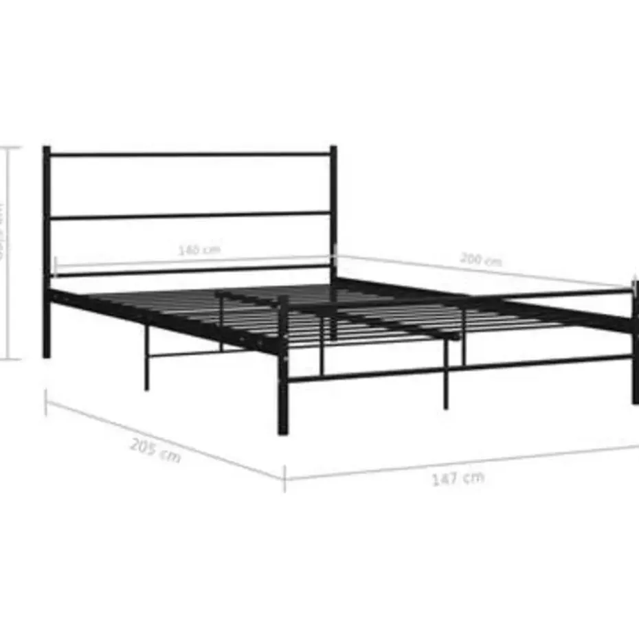 vidaXL - Bed frame met hoofdeinde - Zonder matras - Zwart - Metaal - 140x200 cm