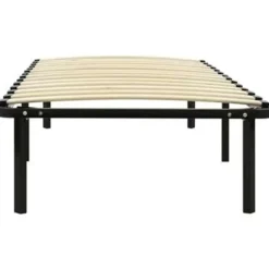 vidaXL - Bed frame met hout lattenbodem - Zwart - Metaal - 90x200 cm