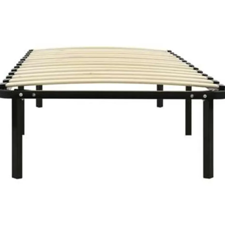 vidaXL - Bed frame met hout lattenbodem - Zwart - Metaal - 90x200 cm