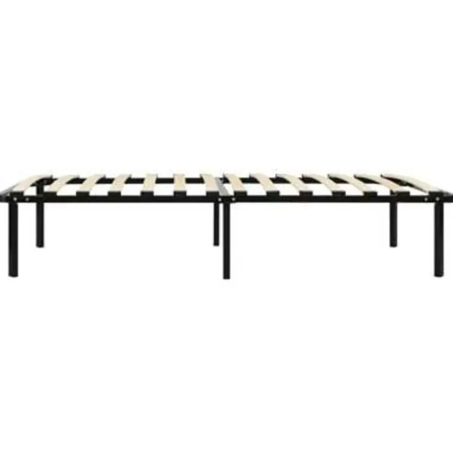 vidaXL - Bed frame met hout lattenbodem - Zwart - Metaal - 90x200 cm