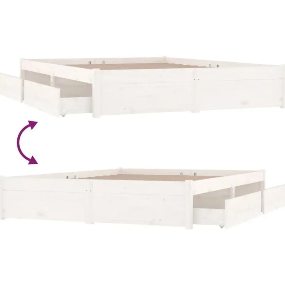 vidaXL - Bed frame met lades - Wit - Massief grenenhout - 140x200 cm