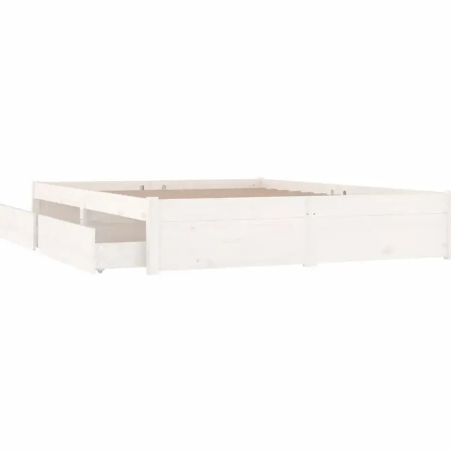 vidaXL - Bed frame met lades - Wit - Massief grenenhout - 140x200 cm