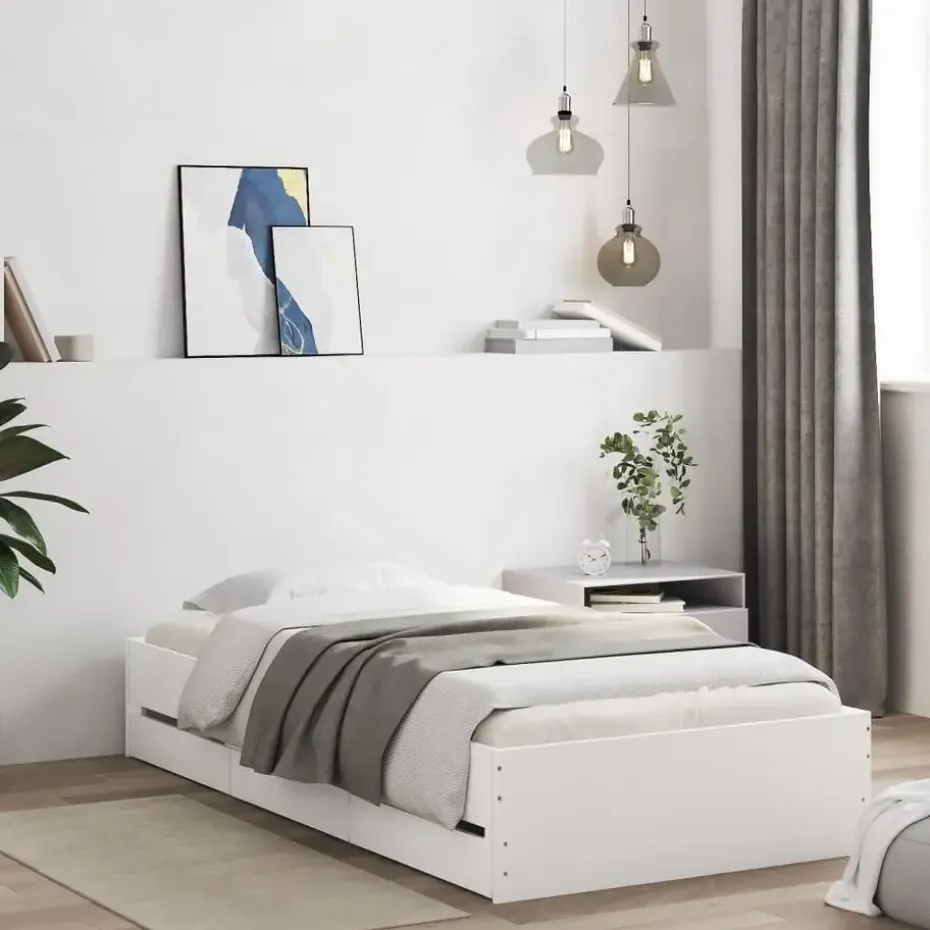 vidaXL - Bed frame met lades - Wit - Bewerkt hout - 90x200 cm