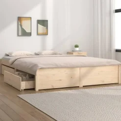 vidaXL - Bed frame met lades - Naturel - Massief grenenhout - 180x200 cm