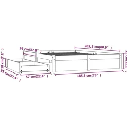 vidaXL - Bed frame met lades - Naturel - Massief grenenhout - 180x200 cm