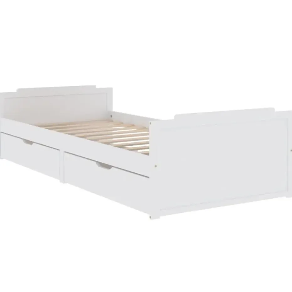 vidaXL - Bed frame met lades - Wit - Massief grenenhout - 90x200 cm