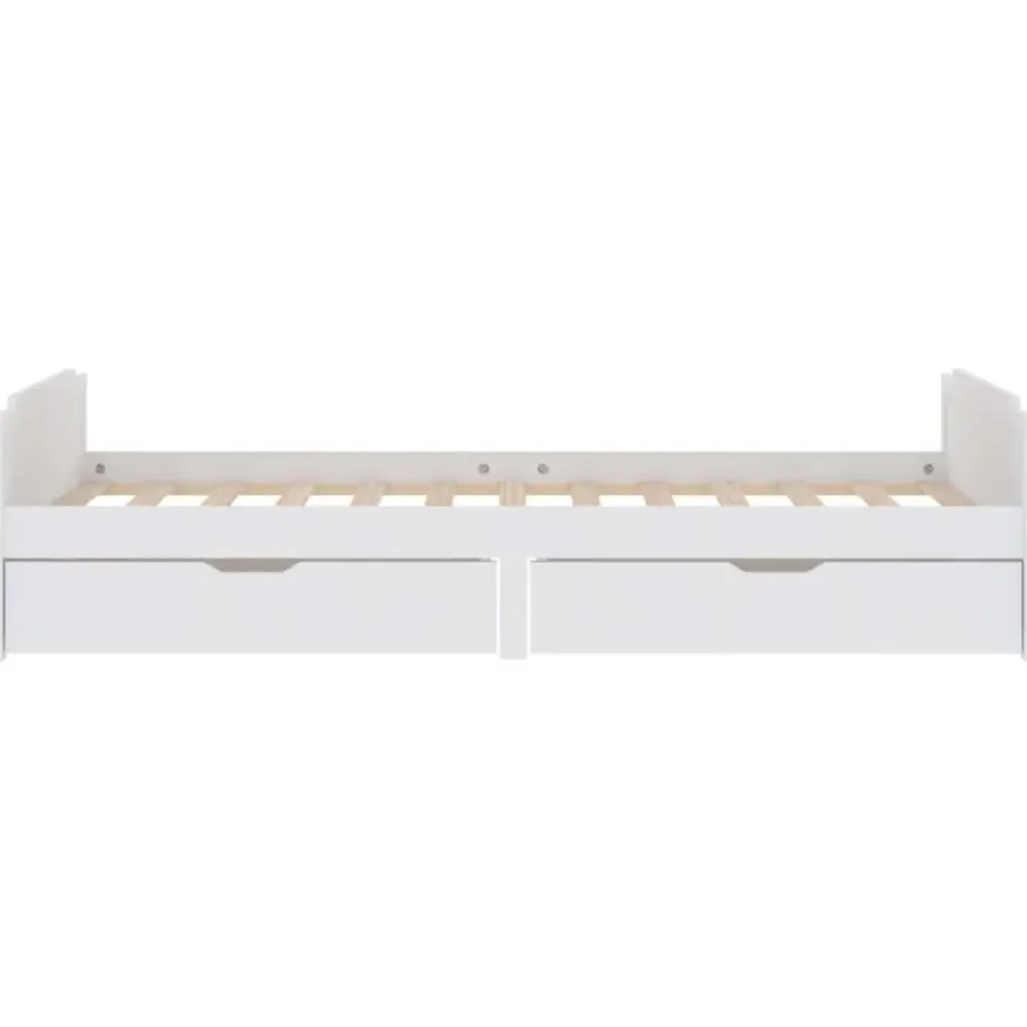 vidaXL - Bed frame met lades - Wit - Massief grenenhout - 90x200 cm
