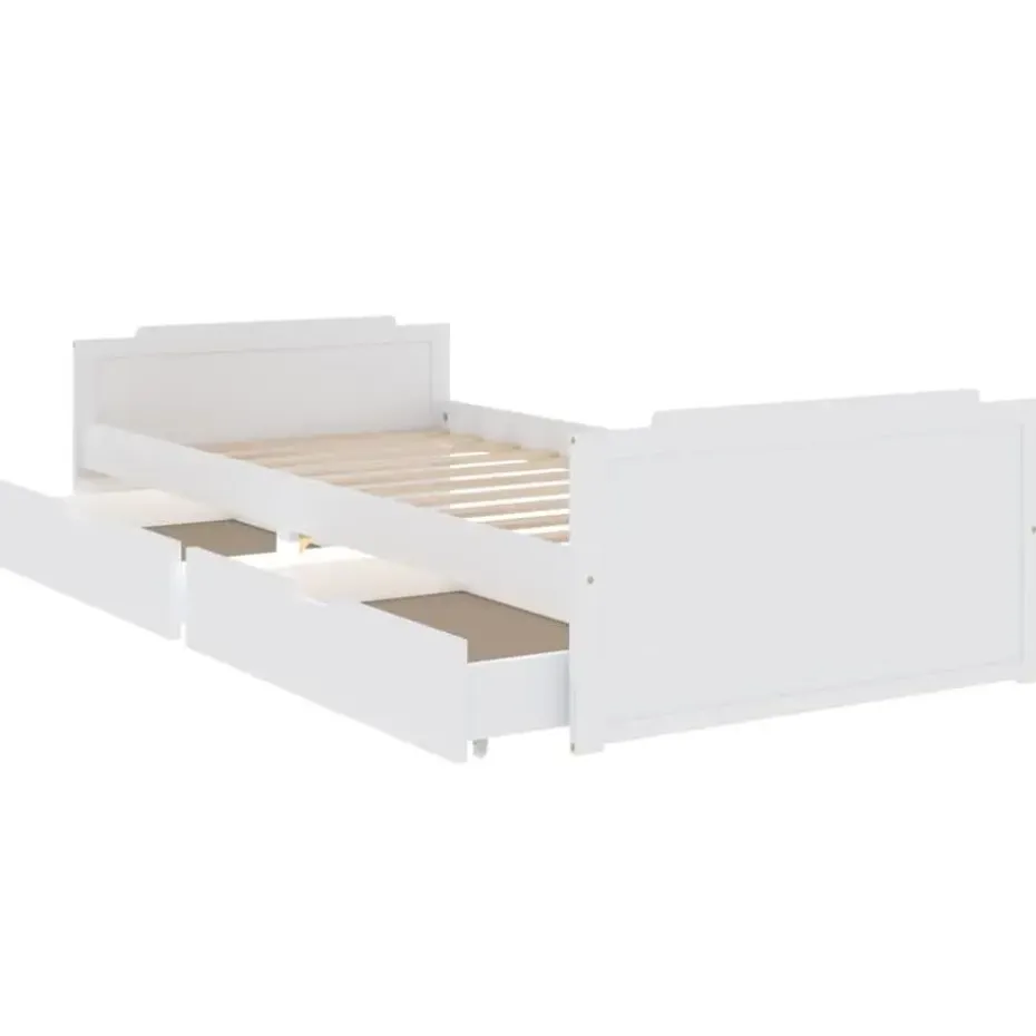 vidaXL - Bed frame met lades - Wit - Massief grenenhout - 90x200 cm