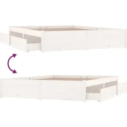 vidaXL - Bed frame met lades - wit - Massief grenenhout - 120x200 cm