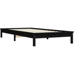 vidaXL - Bed frame met lattenbodem - Zwart - Massief grenenhout - 90x200 cm