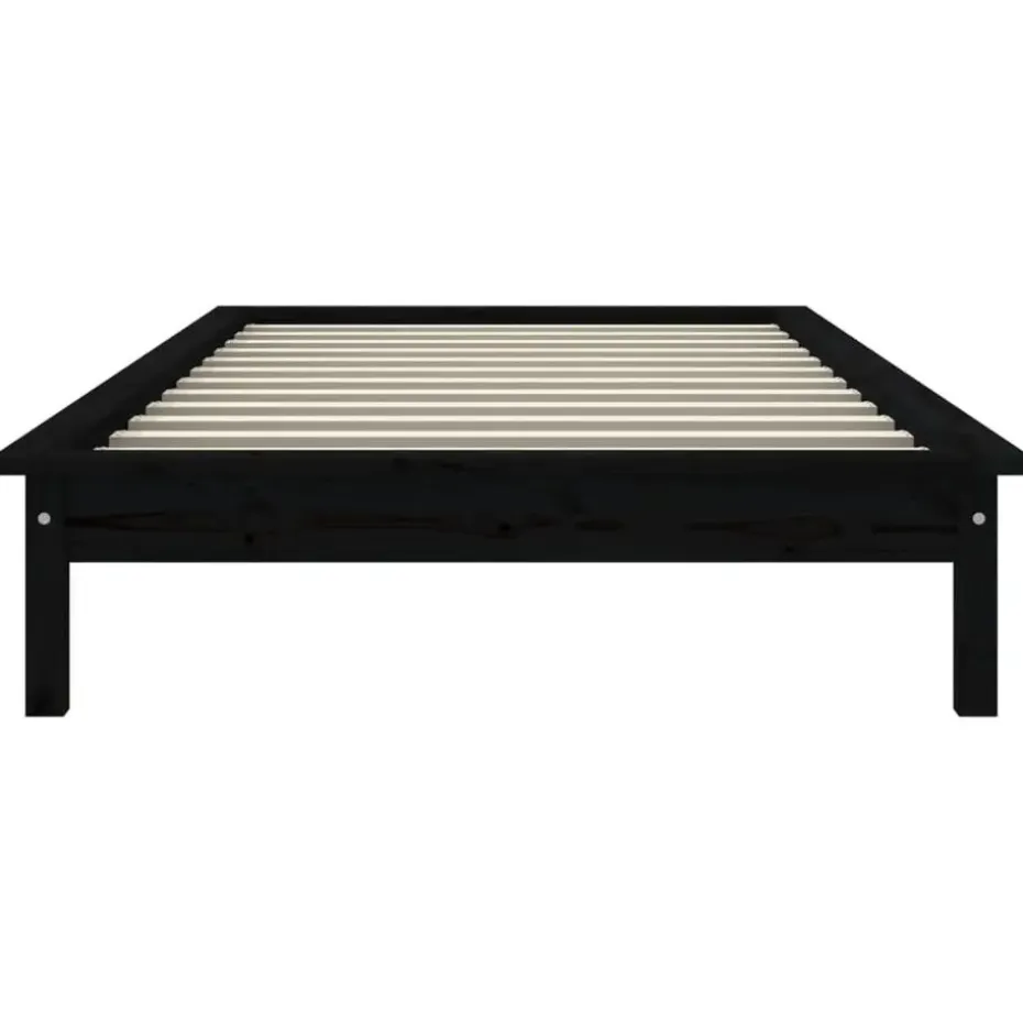 vidaXL - Bed frame met lattenbodem - Zwart - Massief grenenhout - 90x200 cm