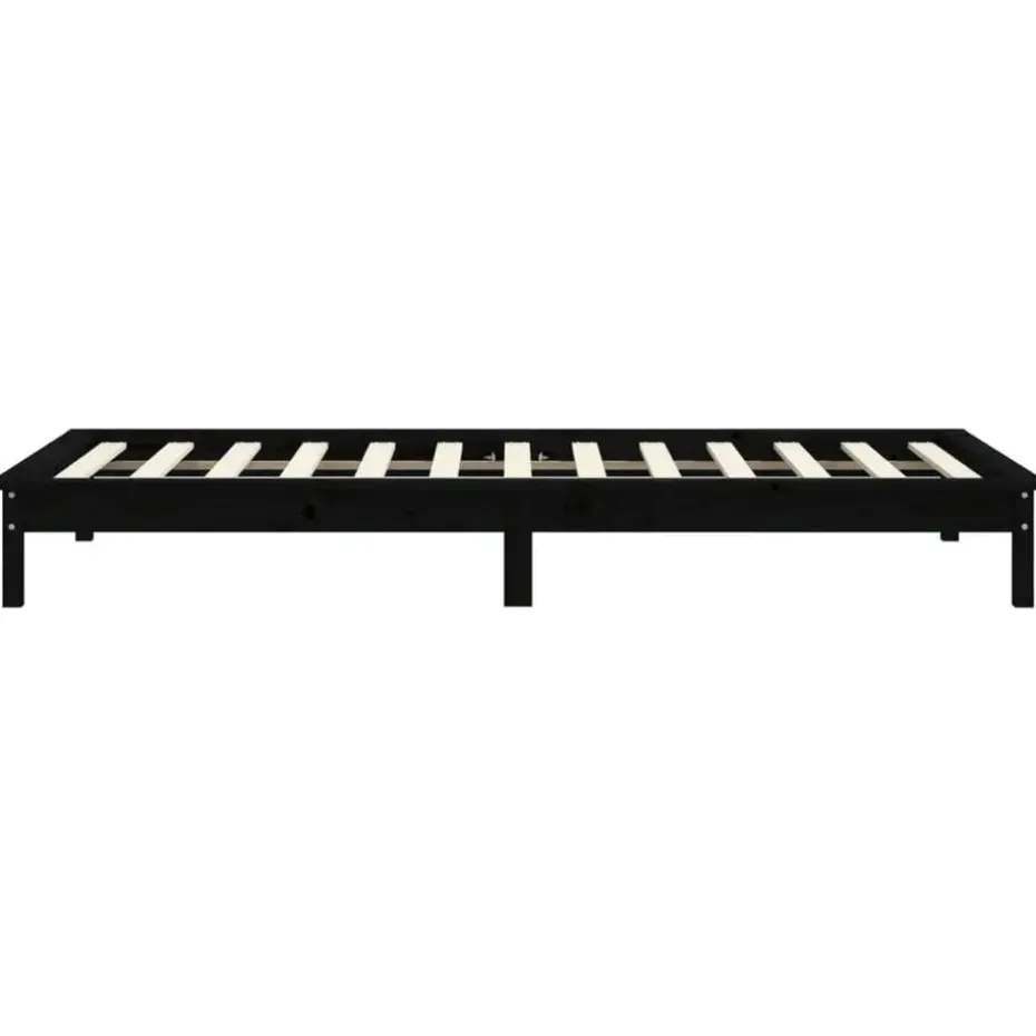 vidaXL - Bed frame met lattenbodem - Zwart - Massief grenenhout - 90x200 cm