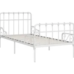 vidaXL - Bed frame met lattenbodem - Wit - Metaal - 90x200 cm