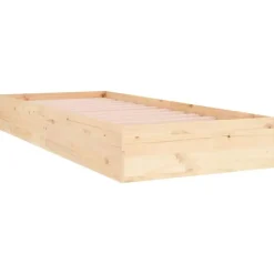 vidaXL - Bed frame met lattenbodem - Naturel - Massief hout - 90x190 cm