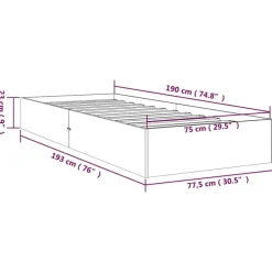 vidaXL - Bed frame met lattenbodem - Naturel - Massief hout - 75x190 cm