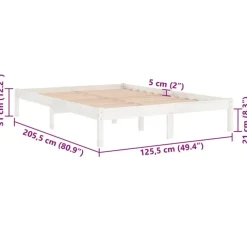 vidaXL - Bed frame met lattenbodem - Wit - Massief grenenhout - 120x200 cm