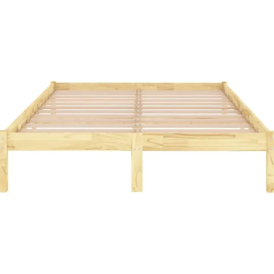 vidaXL - Bed frame met lattenbodem - Naturel - Massief grenenhout - 140x200 cm