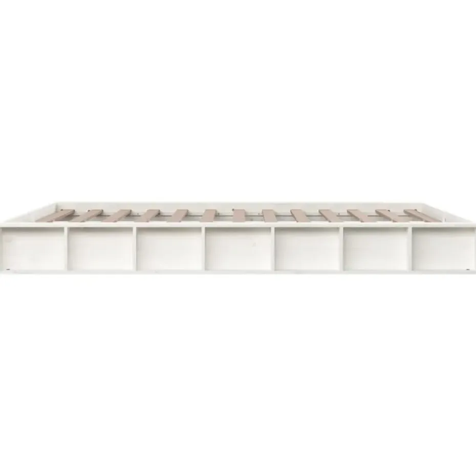 vidaXL - Bed frame met opbergruimte - Wit - Massief hout - 140x200 cm