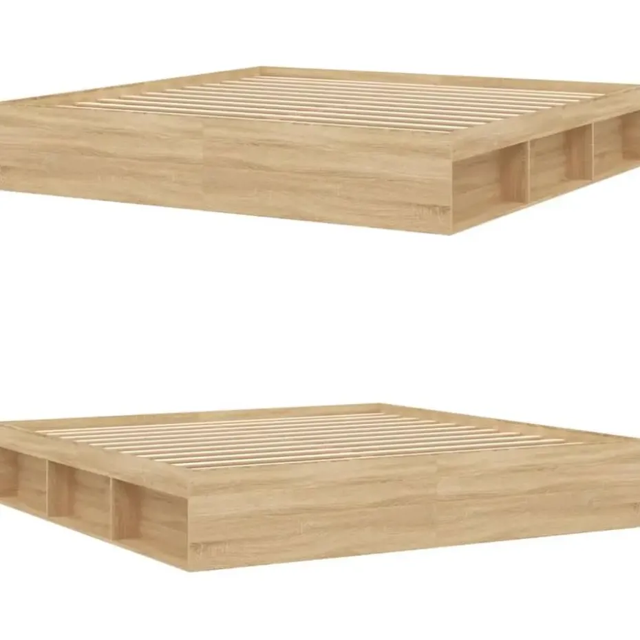 vidaXL - Bed frame met opbergruimte - Sonoma eikenkleurig - Hout - 200x200 cm