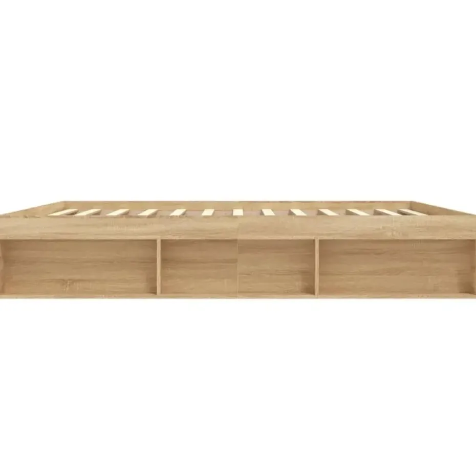 vidaXL - Bed frame met opbergruimte - Sonoma eikenkleurig - Hout - 200x200 cm