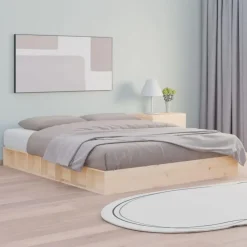 vidaXL - Bed frame met opbergruimte - Naturel - Massief hout - 1400x200 cm