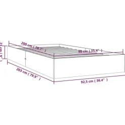 vidaXL - Bed frame pallet met lattenbodem - Naturel- Massief hout - 90x200 cm