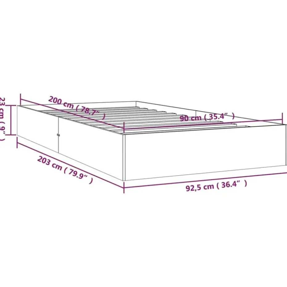vidaXL - Bed frame pallet met lattenbodem - Naturel- Massief hout - 90x200 cm