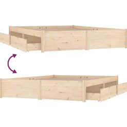 vidaXL - Bed frame zonder matras met lades - Naturel - Grenenhout - 120x200 cm