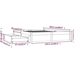 vidaXL - Bed frame zonder matras met lades - Naturel - Grenenhout - 120x200 cm