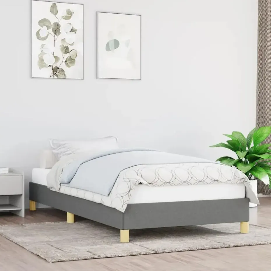 vidaXL - Bed frame zonder matras - Grijs en geel - Stof - 80x200 cm