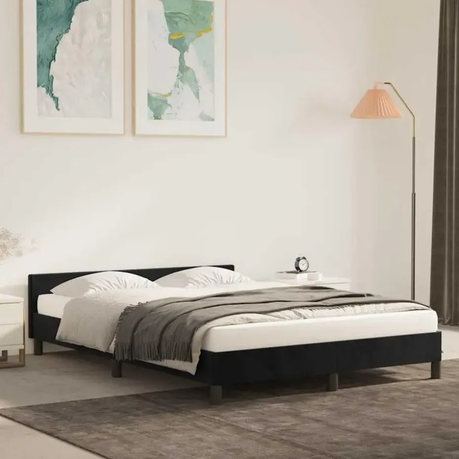 vidaXL - Bed frame zonder matras - Zwart - Fluweel - 140x200 cm